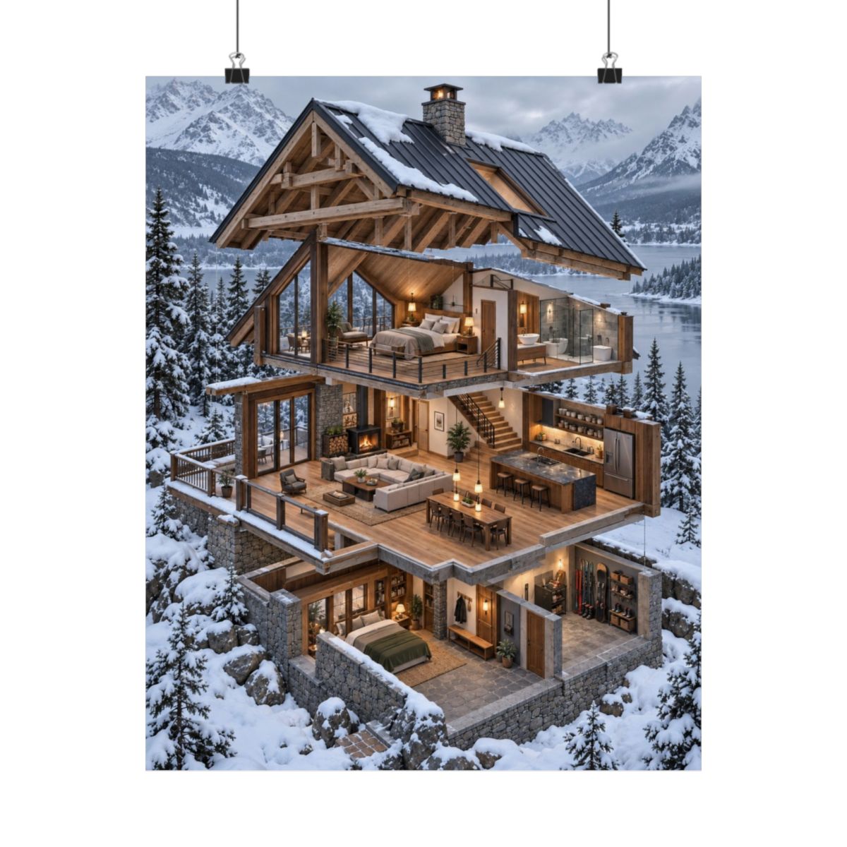 Mountain Cabin Cutaway Poster