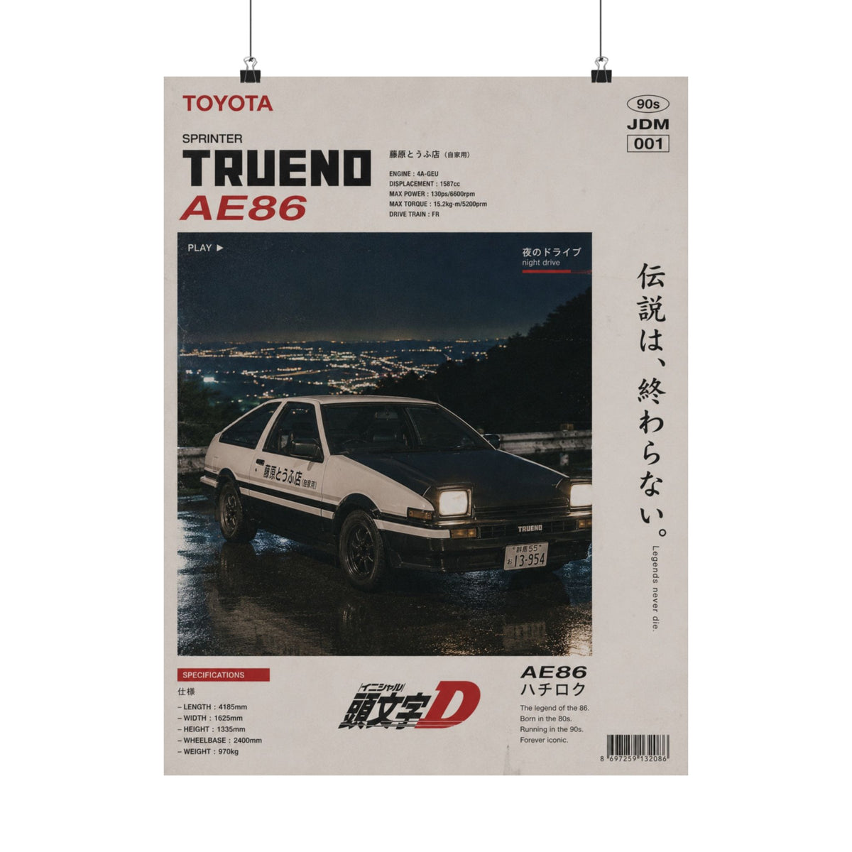 AE86 Night Drive Poster