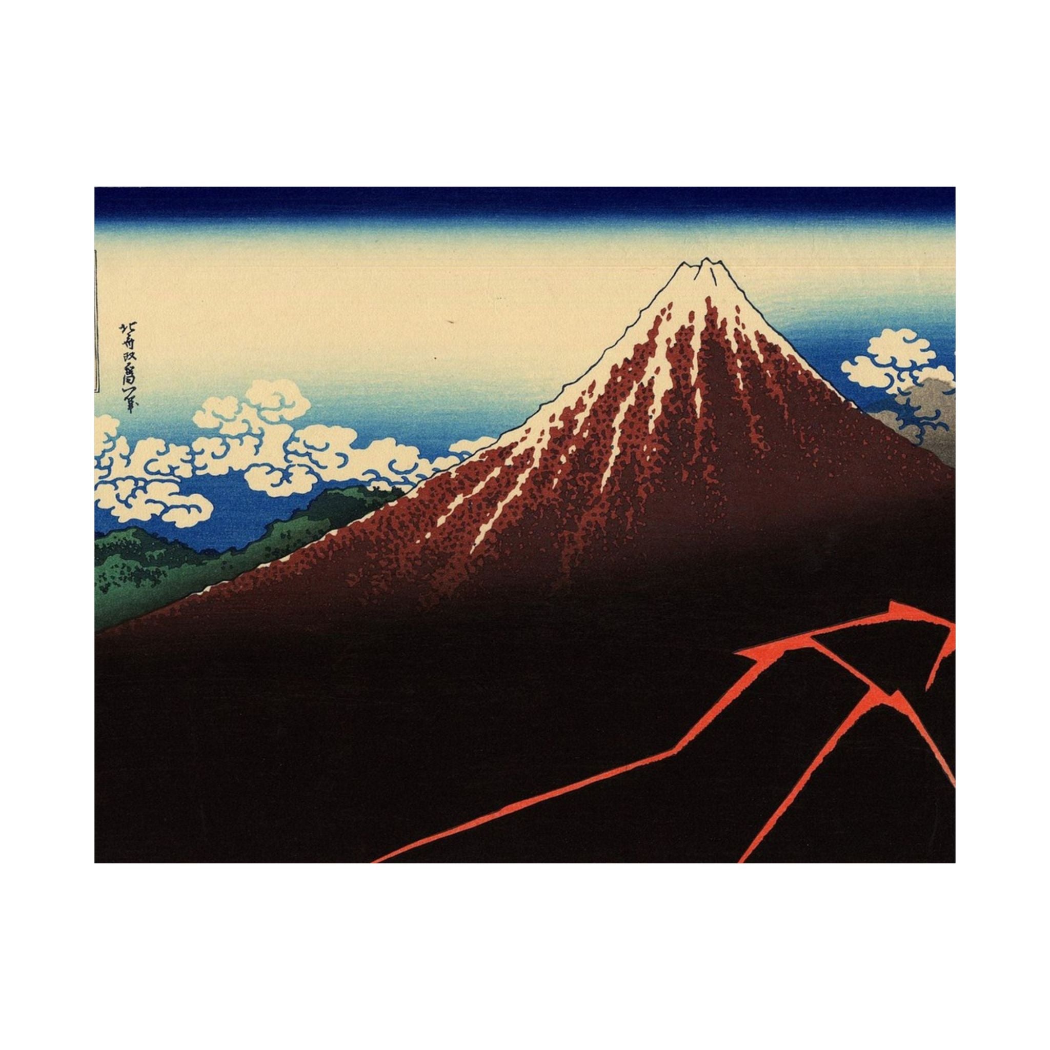 Rainstorm Beneath the Summit - Katsushika Hokusai Poster