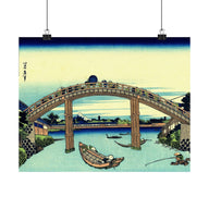 Under Mannen Bridge at Fukagawa - Katsushika Hokusai Poster