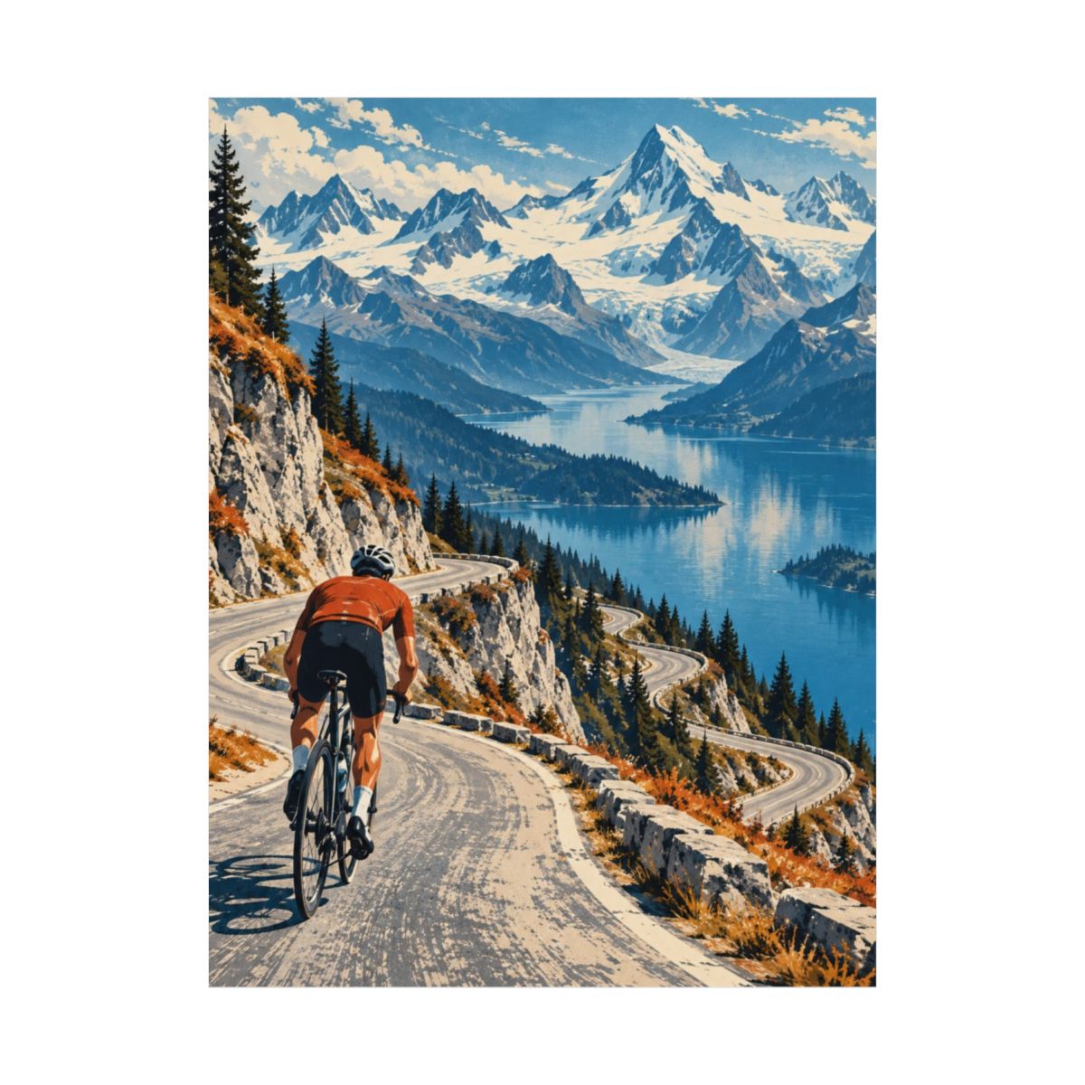 Alpine Cyclist Climb Poster product view 2