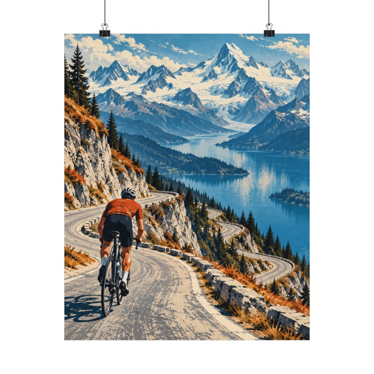 Alpine Cyclist Climb Poster product view 4
