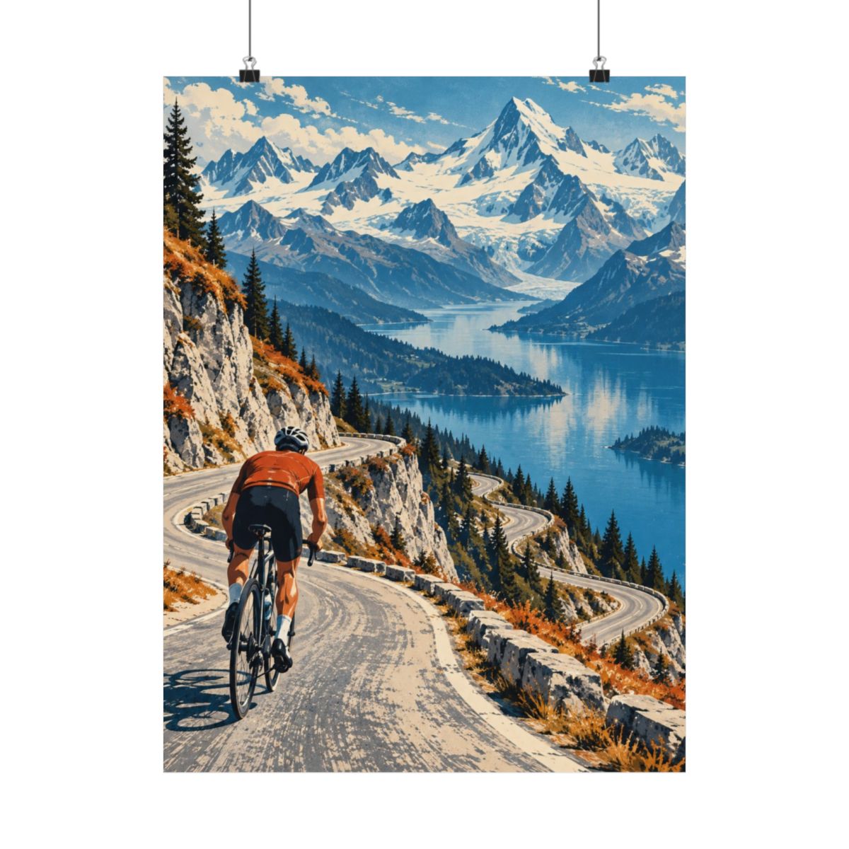 Alpine Cyclist Climb Poster product view 1