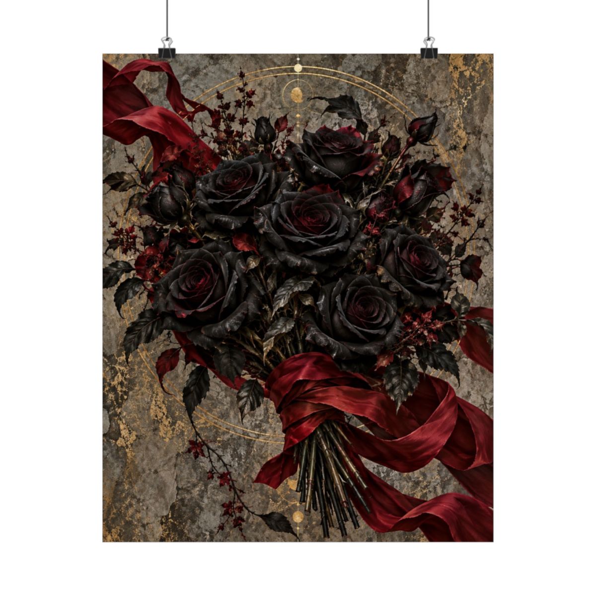 Black Roses and Red Ribbon Poster product view 4