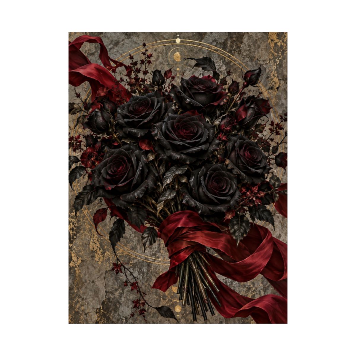 Black Roses and Red Ribbon Poster product view 2
