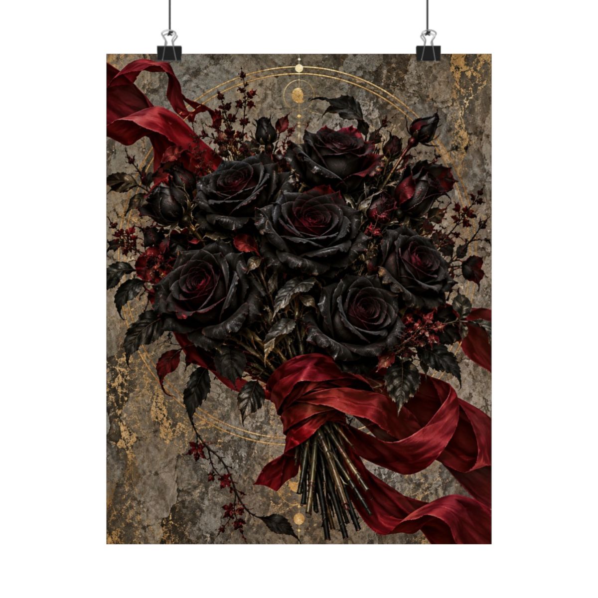 Black Roses and Red Ribbon Poster product view 7