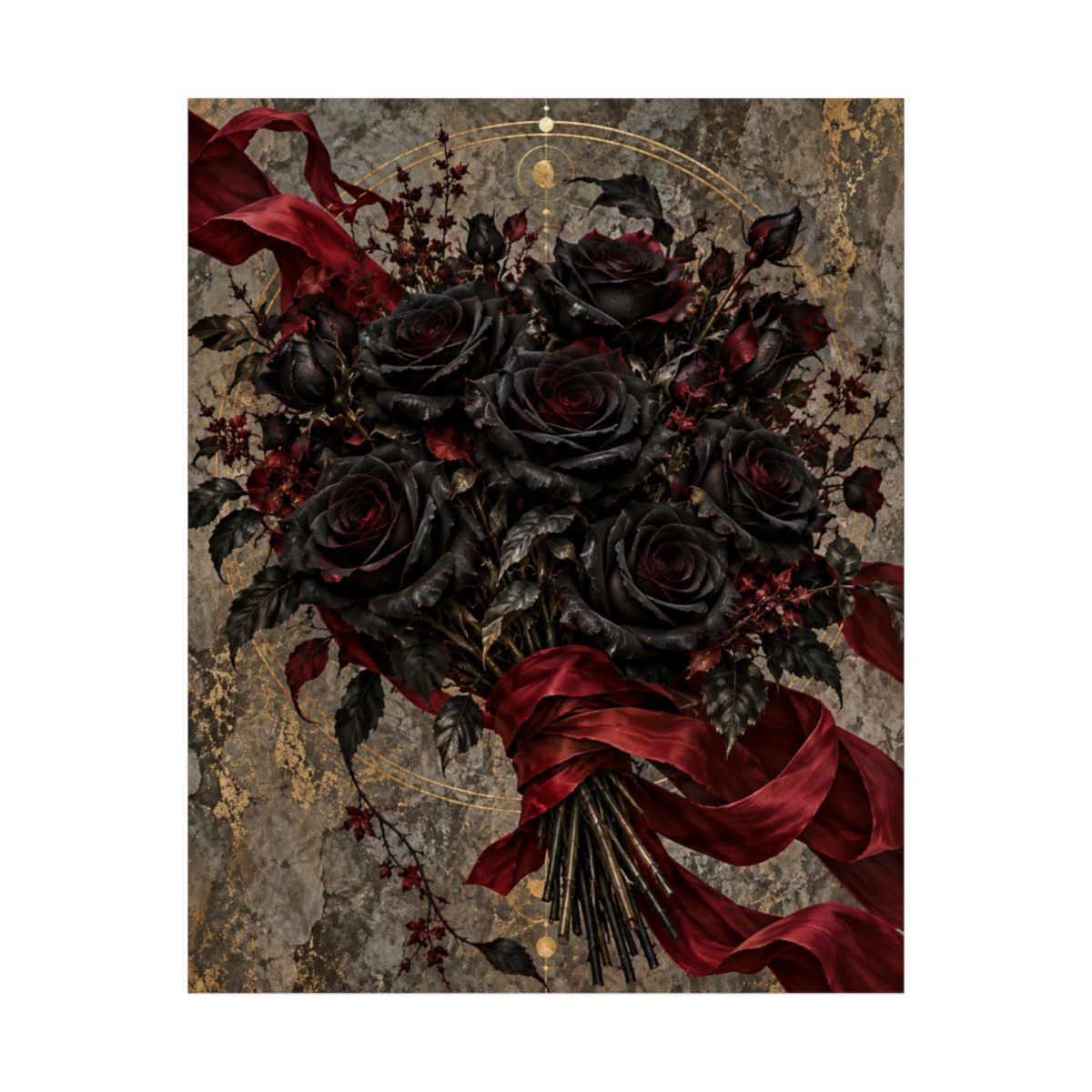 Black Roses and Red Ribbon Poster product view 5