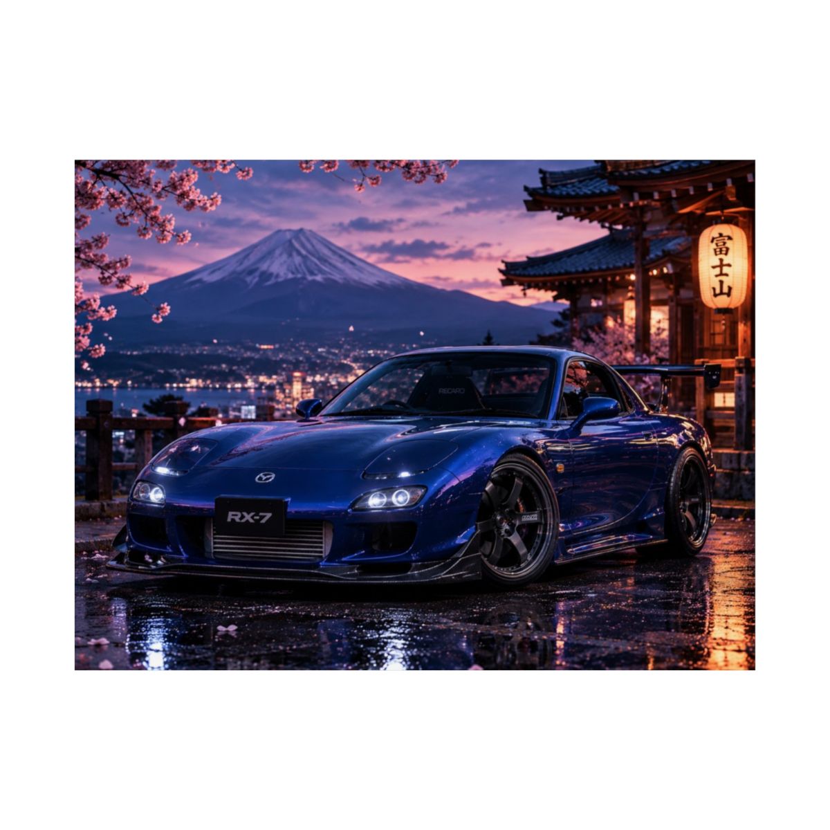 Blue RX-7 at Fuji Night Poster product view 8
