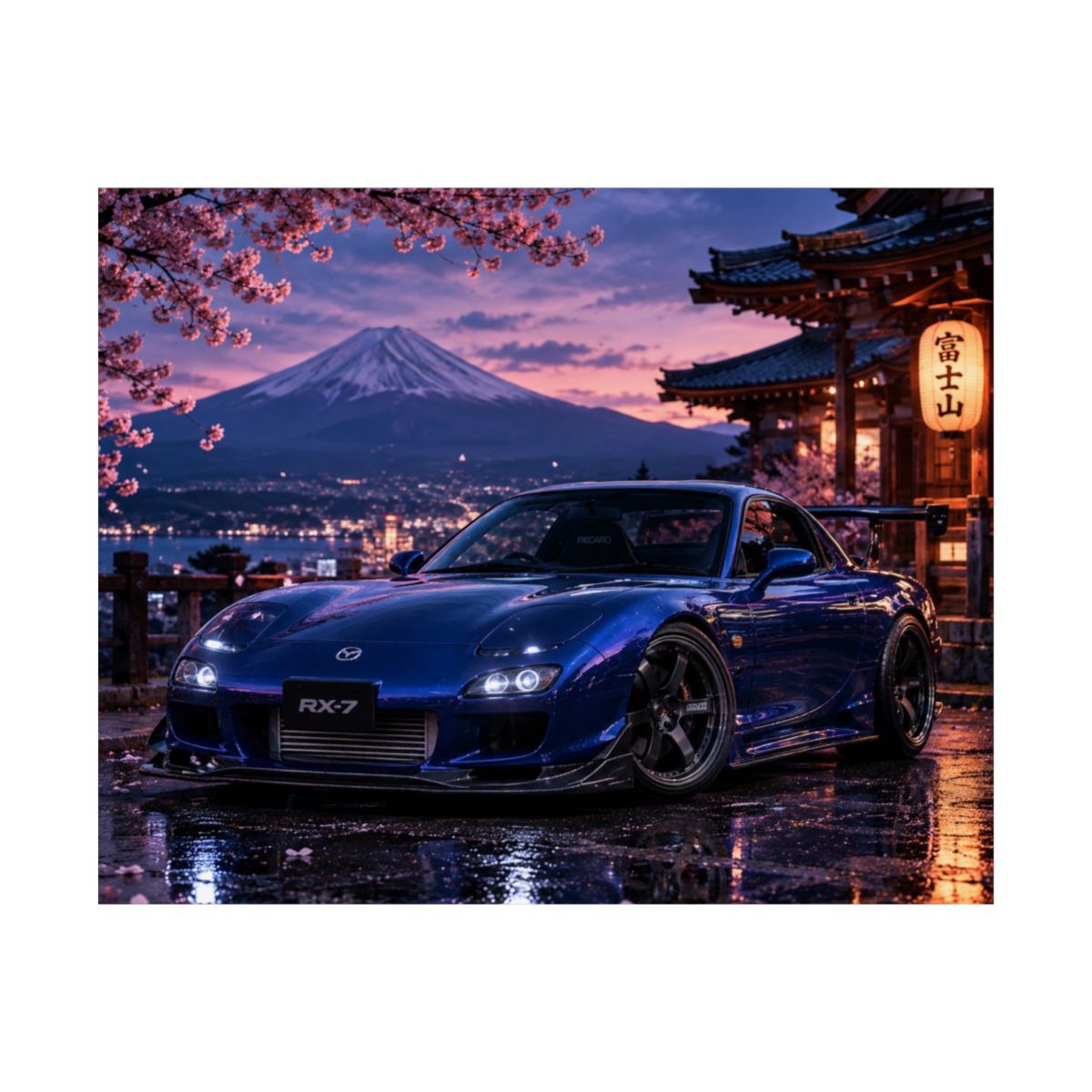 Blue RX-7 at Fuji Night Poster product view 5