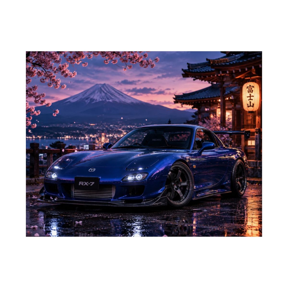 Blue RX-7 at Fuji Night Poster product view 2