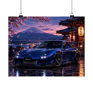 Blue RX-7 at Fuji Night Poster product view 1