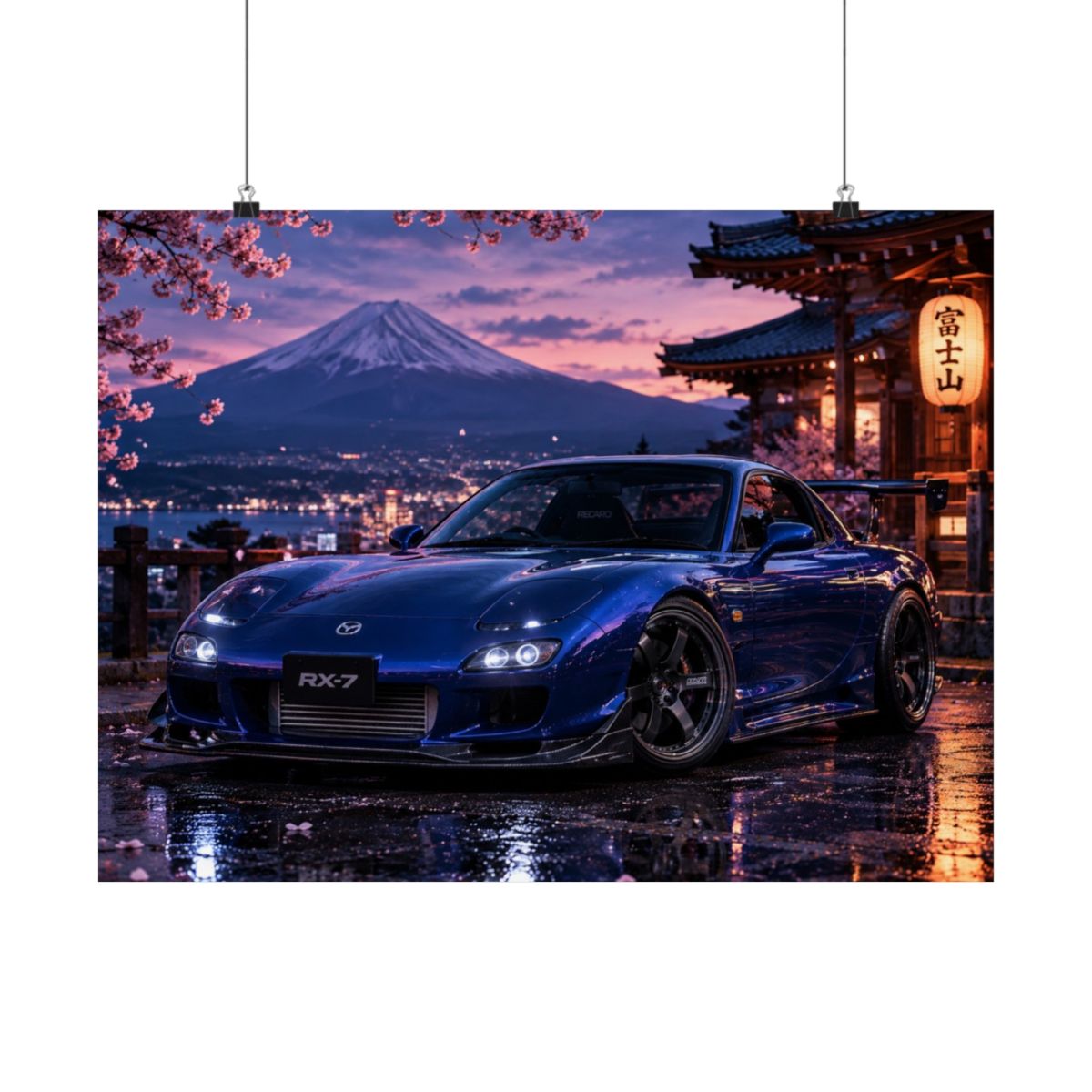 Blue RX-7 at Fuji Night Poster product view 7