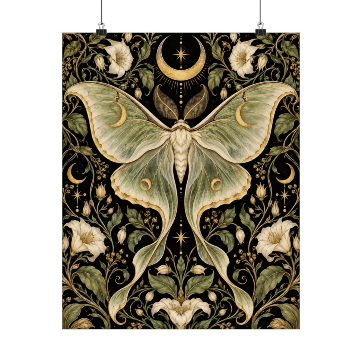 Luna Moth Art Nouveau Poster product view 4