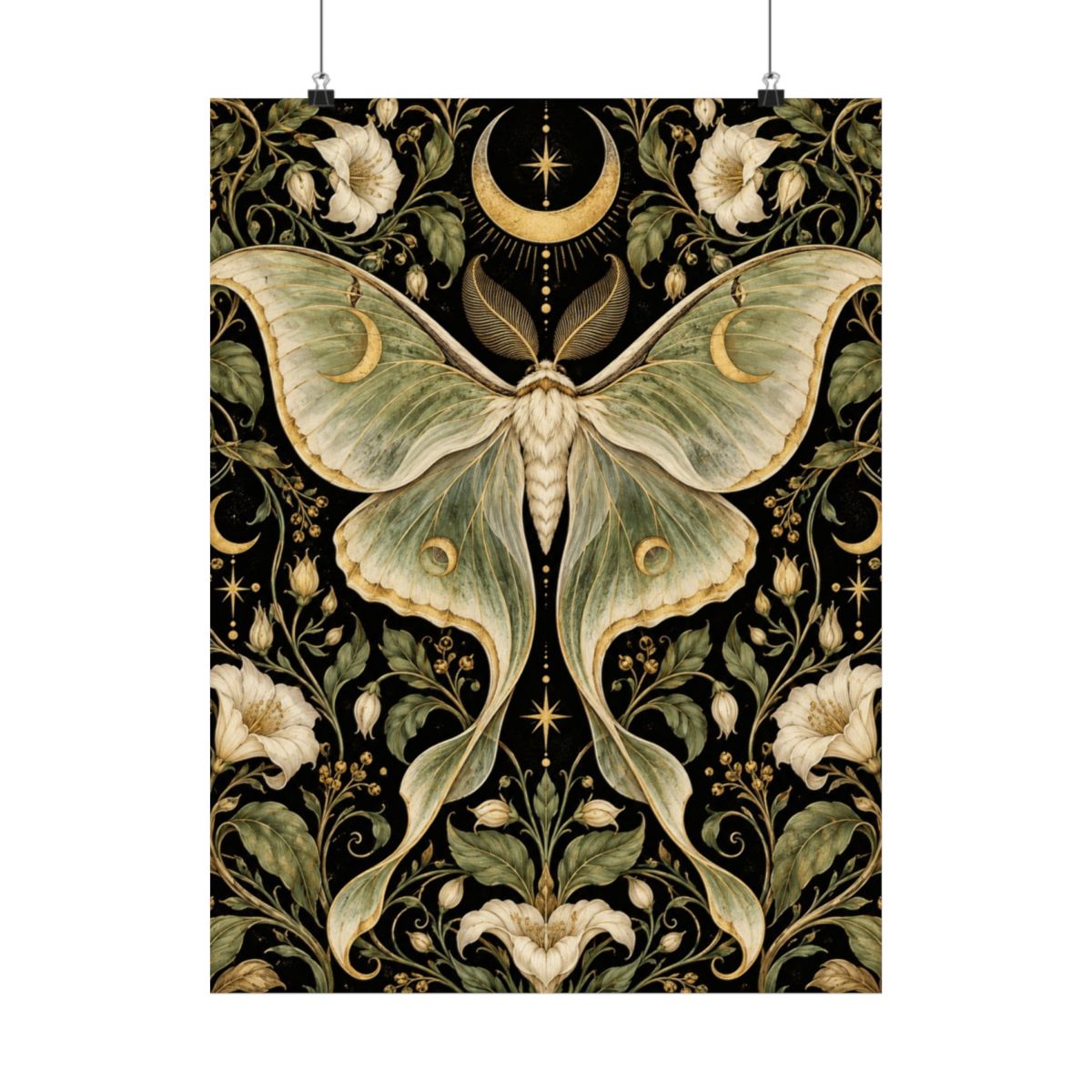 Luna Moth Art Nouveau Poster product view 1