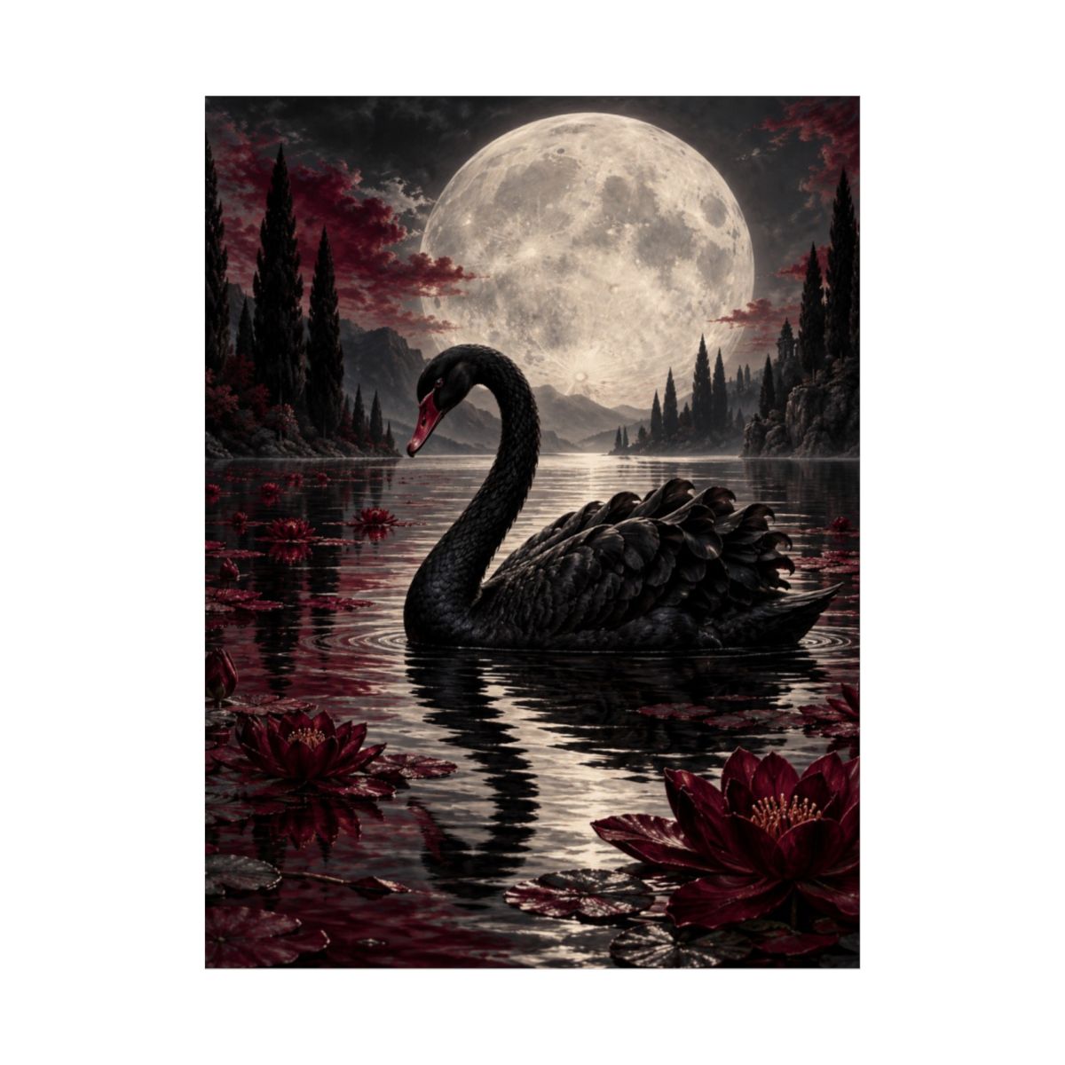 Moonlit Black Swan Poster product view 2