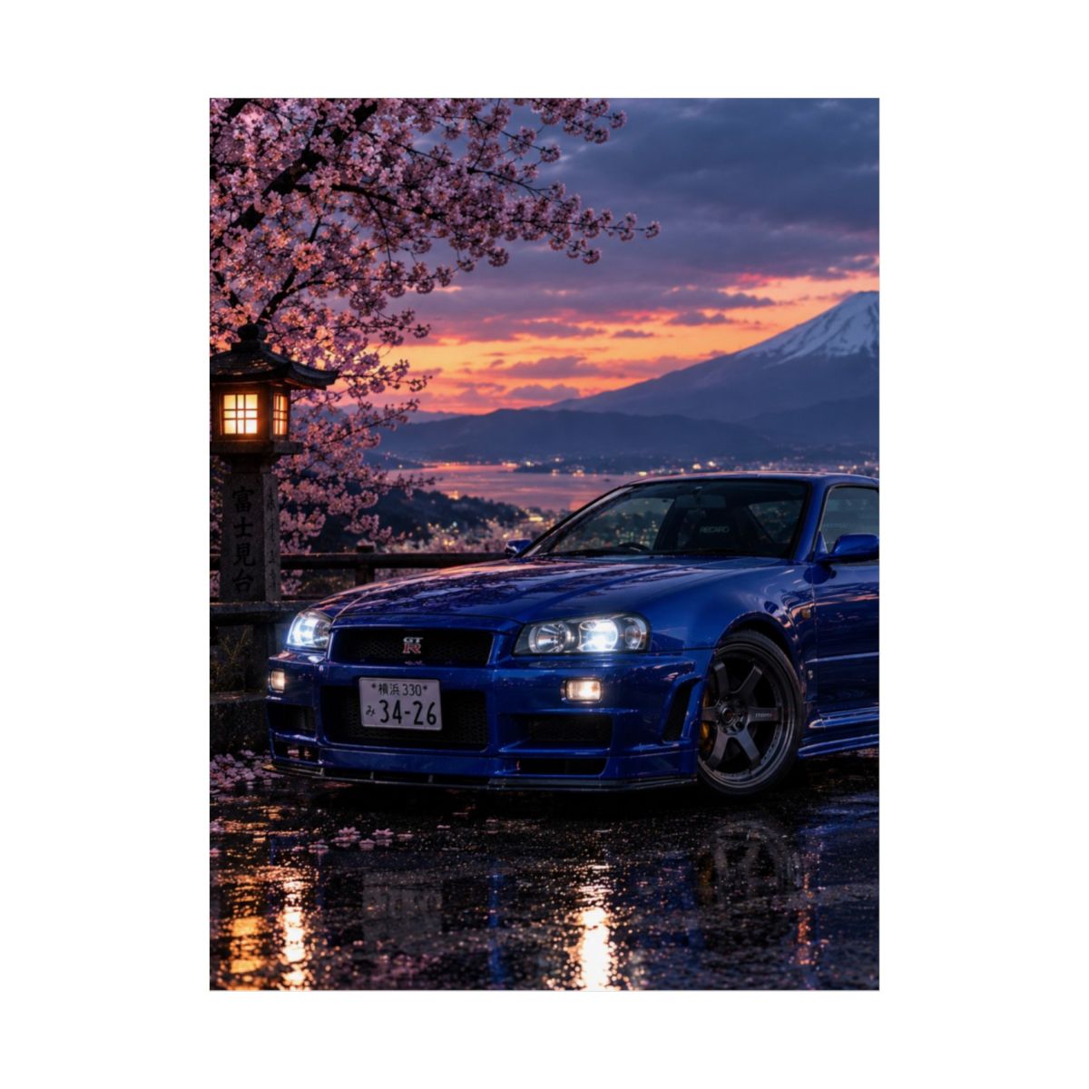 Nissan GT-R at Fuji Sunset Poster product view 2