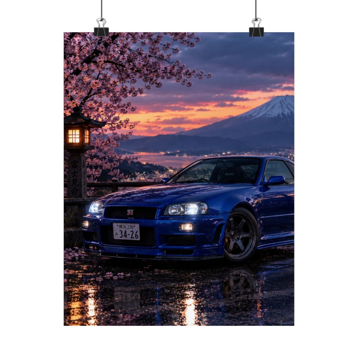 Nissan GT-R at Fuji Sunset Poster product view 7
