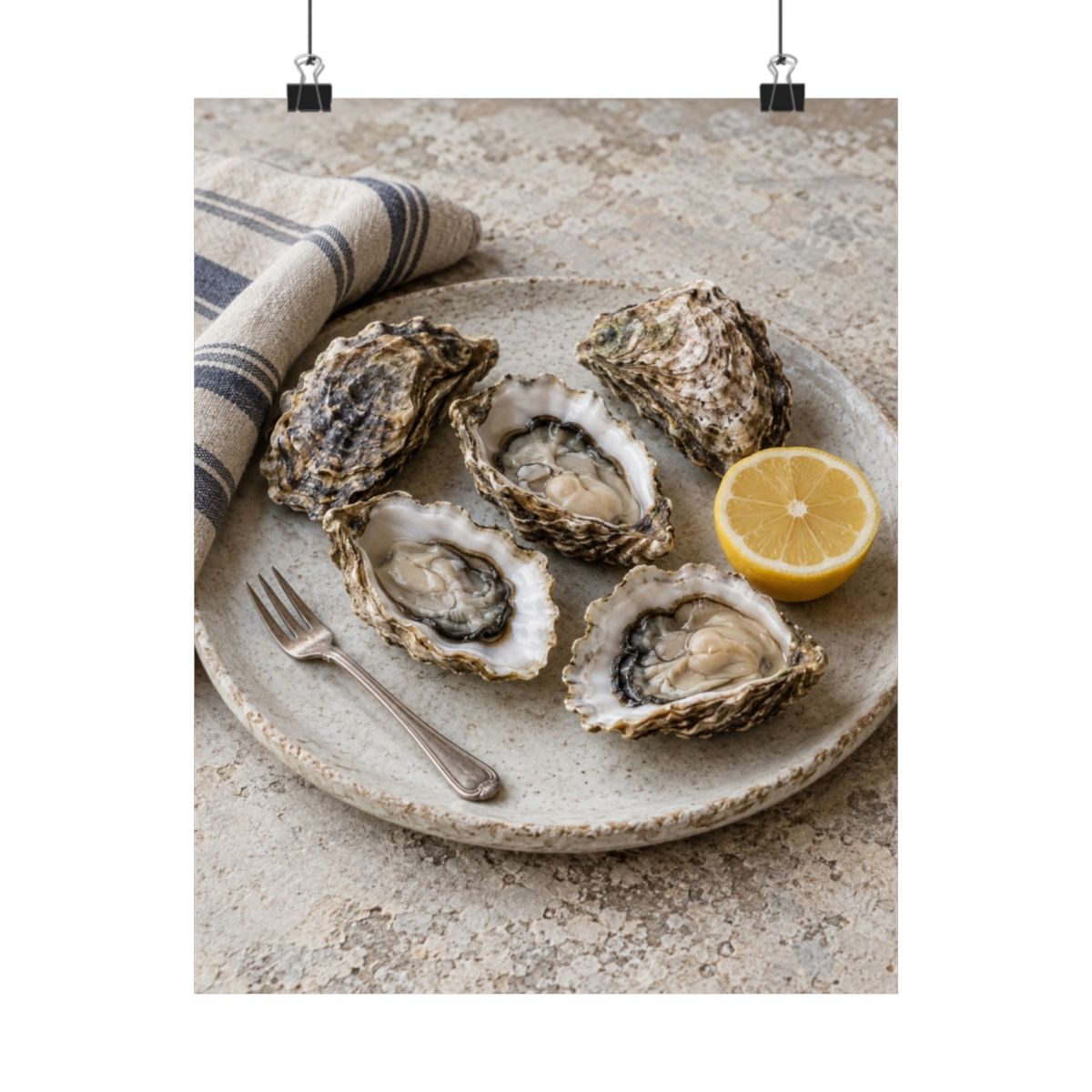 Oyster and Linen Still Life Poster product view 7