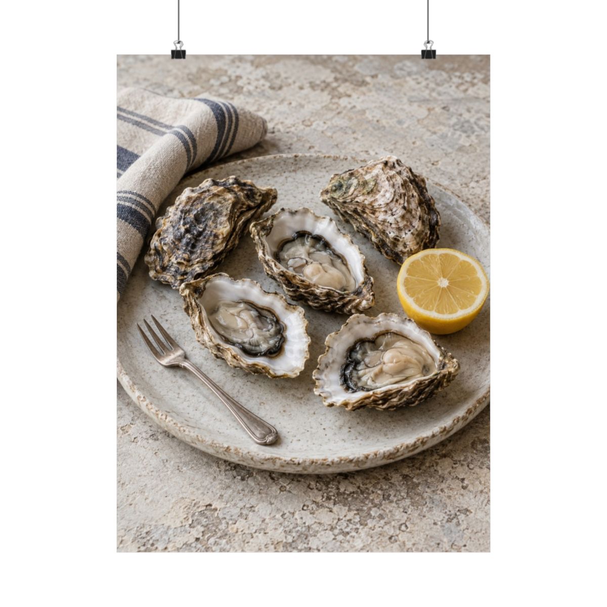Oyster and Linen Still Life Poster product view 1