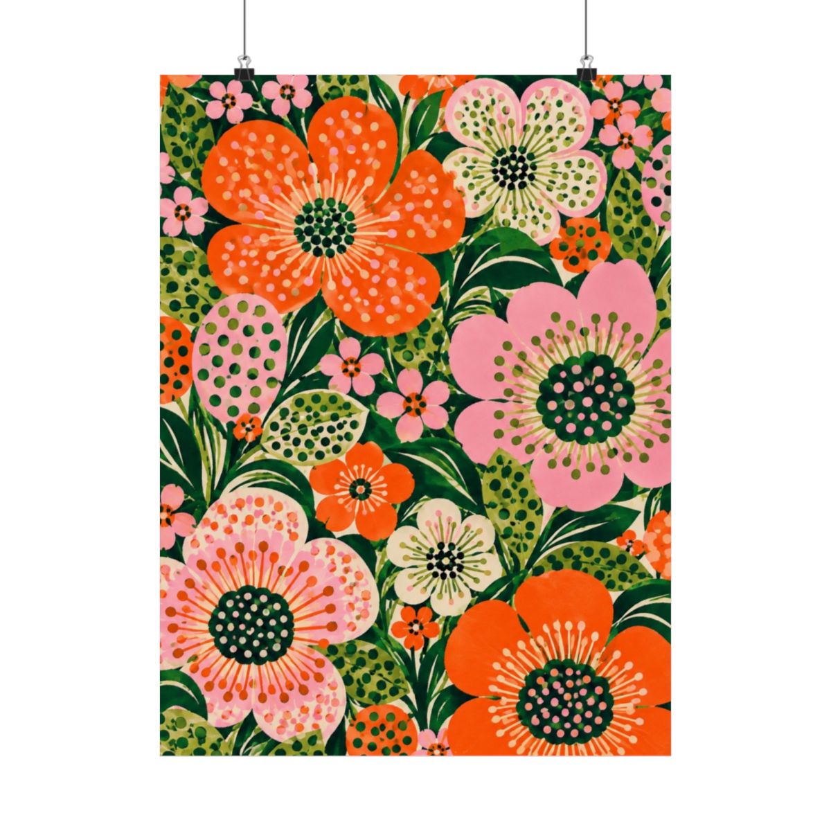 Polka Dot Flower Garden Poster product view 1