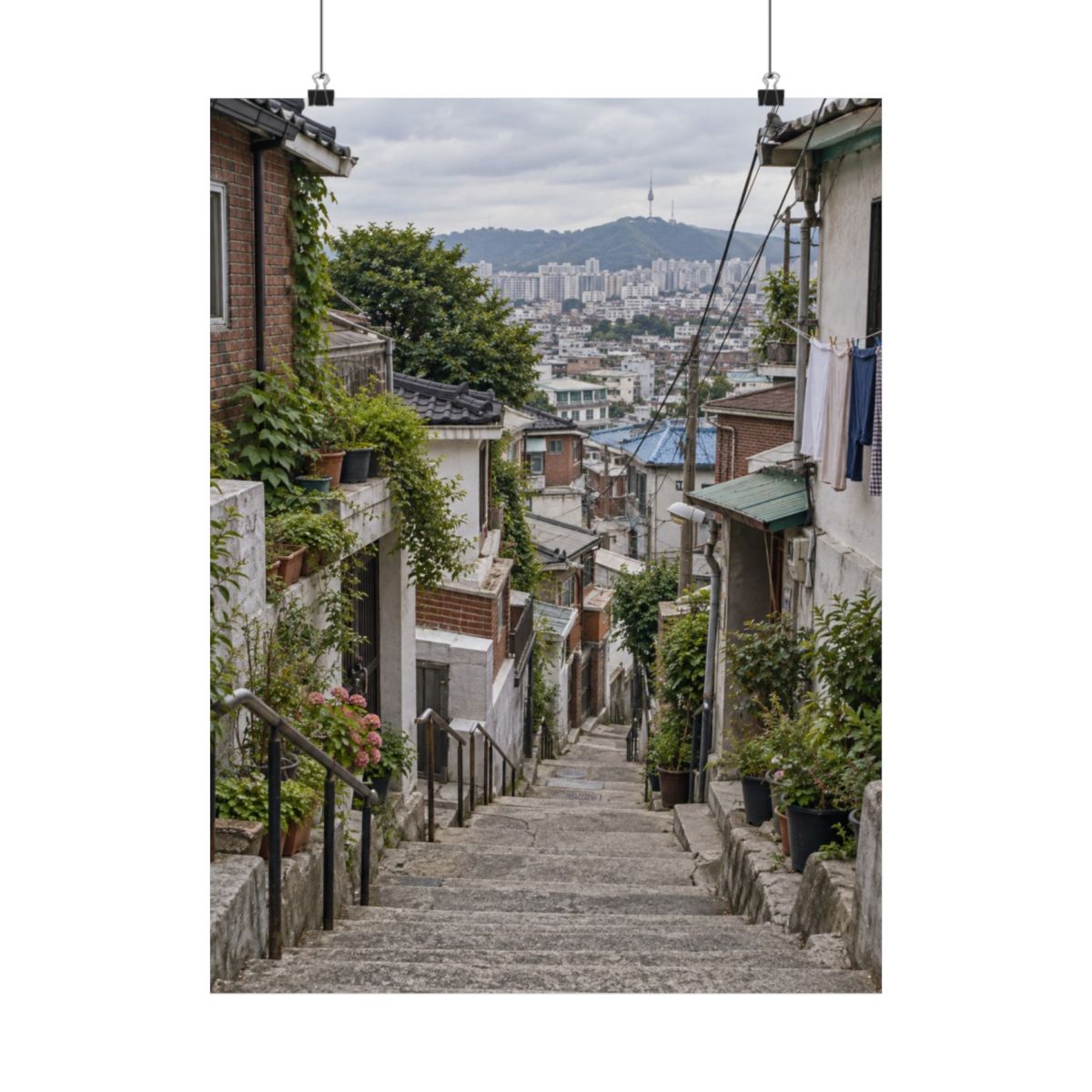 Seoul Hillside Stairway Poster product view 1