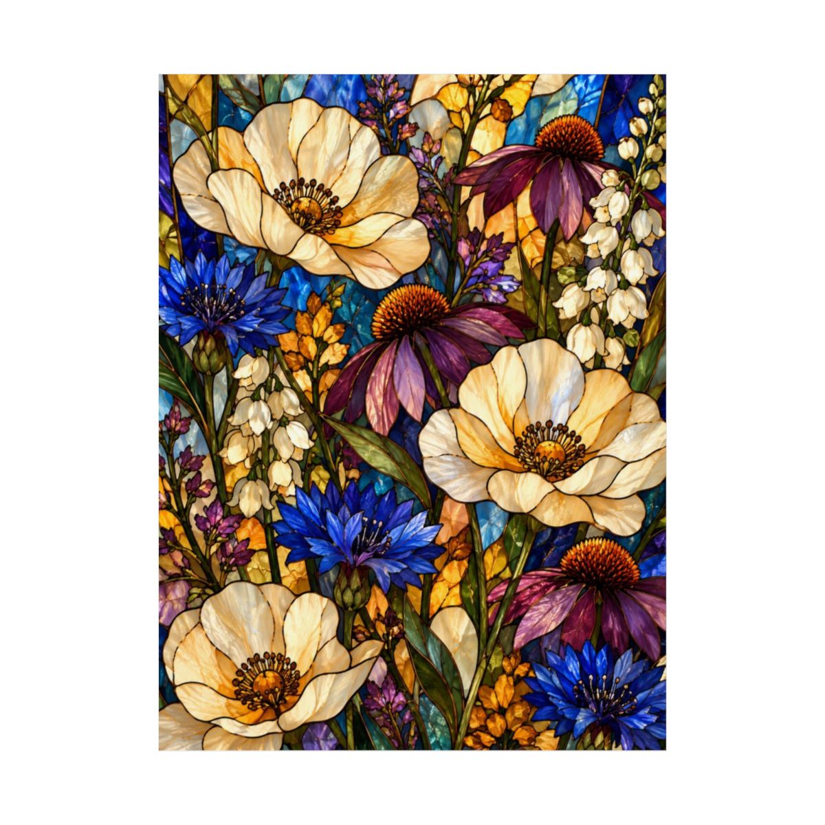 Stained Glass Wildflowers Poster product view 2